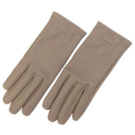 Hermès Guantes Hermes Bastille en gris Etoupe Gris pardo