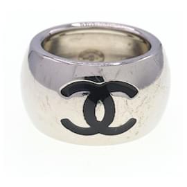 Chanel-Chanel Coco Mark Heart Band Ring-Black,Silvery