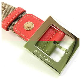 Bulgari-Bvlgari Beige Canvas and Leather Belt-Beige