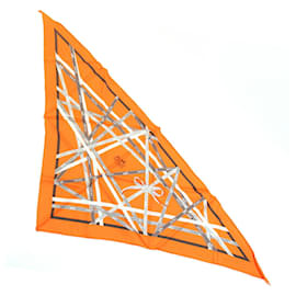 Hermès-Hermes Orange Silk Scarf-Orange