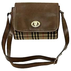 Burberry-Vintage Burberry crossbody bag from leather and canvas-Multiple colors,Beige