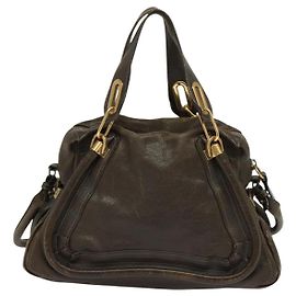 Chloé Bolsa de mão Chloe Paraty em couro 2 em 1 marrom dourado Auth 120027 Marrom Dourado