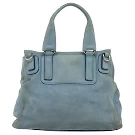 Givenchy-GIVENCHY Pandora Pure Small Hand Bag Leather 2way Blue Silver Auth bs24998-Silvery,Blue
