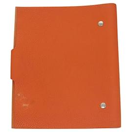 Hermès-HERMES Yuris MM Couverture de Note en Cuir Orange Auth bs24760-Orange