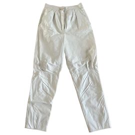 Chanel Leder Karottenhose Ecru Roh