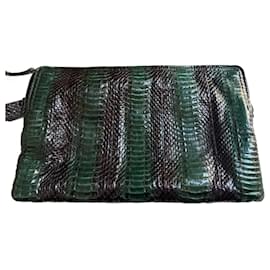 Pochette Lanvin en cuir de python vert Vert foncé
