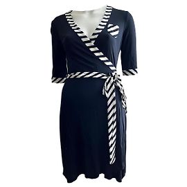 Diane Von Furstenberg Vintage (70's) DvF wrap dress White Navy blue