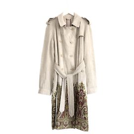 Abrigo trench de lino con estampado paisley Etro Beige