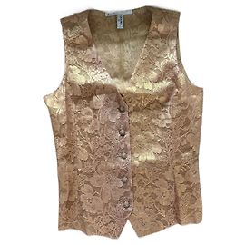 Chaleco de Traje Chanel Encaje Strass Dorado Naranja Cobre Cobre