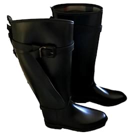 Burberry Black Rubber Rain Boots Black