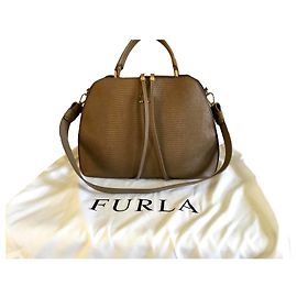 Furla Leather Handbag Taupe Taupe