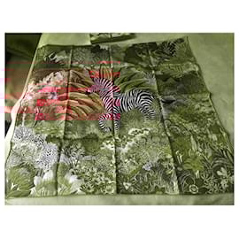 Hermès-Hermès scarf titled 'Mountain Zébra' by Alice Shirley in its box and gift box.-Pink,Red,Coral