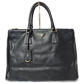 PRADA Saffiano Grande Galleria Double Zip Tote Nero Nero