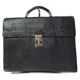 Prada-Prada Saffiano Leather Top Handle Briefcase Black-Black