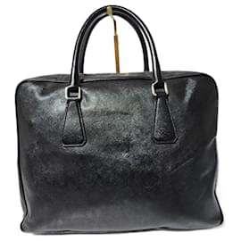 Prada-PRADA Saffiano Zip Around Briefcase Bag Black-Black