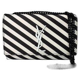 Saint Laurent Kate Monogram Petit Rayé Noir Blanc Noir Blanc