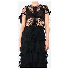 Red Valentino Schwarze Tüllbluse mit Schleifen - Größe UK 8 Schwarz