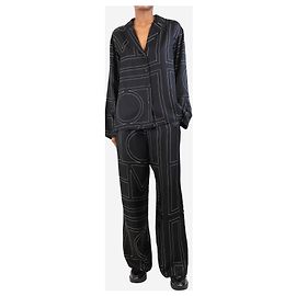 Totême Schwarzes Monogramm-Seiden-Pyjama-Set - Größe UK 6 Schwarz