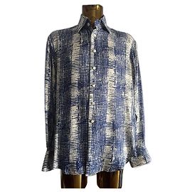 Camisa de seda da Billionaire Branco Azul