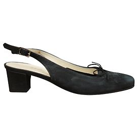 Escarpins Slingback Salvatore Ferragamo Camurça Preta Preto