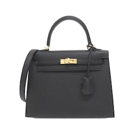 Hermès-Sac à main Hermes Kelly 25 cm-Noir