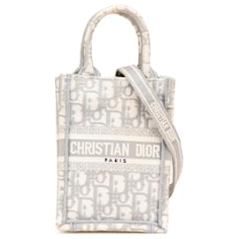 Dior-Dior Gray Mini Oblique Canvas Vertical Book Tote-Brown