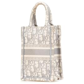 Dior-Dior Gray Mini Oblique Canvas Vertical Book Tote-Brown