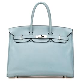 Hermès-Hermès Bleu Clémence Birkin Retourne 35-Bleu,Bleu clair