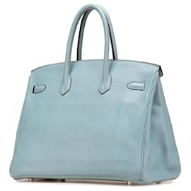 Hermès-Hermès Bleu Clémence Birkin Retourne 35-Bleu,Bleu clair
