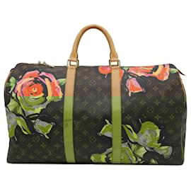 Louis Vuitton-Louis Vuitton Brown Monogram Roses Keepall 50-Brown