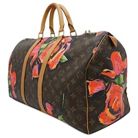 Louis Vuitton-Louis Vuitton Brown Monogram Roses Keepall 50-Brown