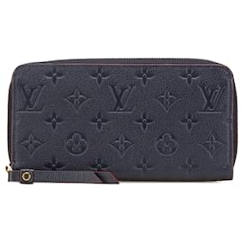 Louis Vuitton-Louis Vuitton Blue Monogram Empreinte Zippy Long Wallet-Blue,Navy blue