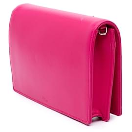 Dior-Dior Pink Leather Patch Embroidered Diorama Wallet On Chain-Pink,Other