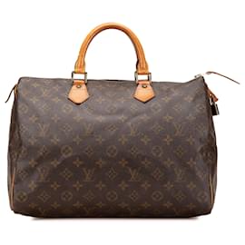 Louis Vuitton-Louis Vuitton Brown Monogram Speedy 35-Brown