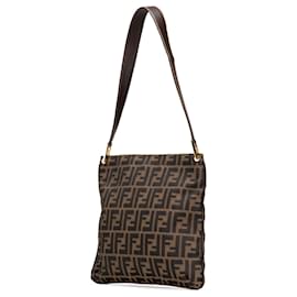Fendi-Sac à épaule en toile Zucca marron Fendi-Marron