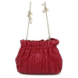 Dior-Dior Red Mini Lambskin Cannage Gaufre Delices Bag-Red