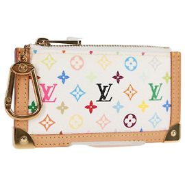 LOUIS VUITTON Pochette Cles Monograma Multicolor Bolsa Branca M92655 Auth MX081SM Branco