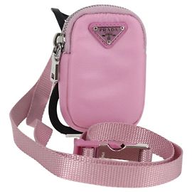 PRADA Pochette per Smartphone Borsa a Spalla Nylon Rosa Argento Auth MX024M Argento Rosa
