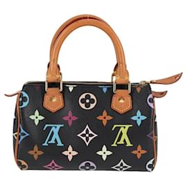 Louis Vuitton-LOUIS VUITTON Monogram Multicolor Mini Speedy Bag Black M92644 LV Auth 117107AM-Black