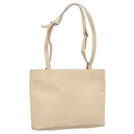 Salvatore Ferragamo Shoulder Bag Canvas Beige Silver Auth bs25144 Silvery Beige