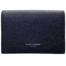 Yves Saint Laurent Black Leather Card Case Black