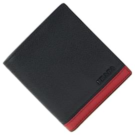 Prada-Prada Bi-fold Wallet in Black and Red-Black,Red