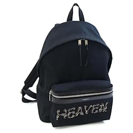 Saint Laurent-Saint Laurent Black Canvas Leather Backpack-Black