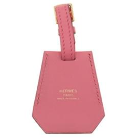 Hermès-Étiquette de nom Clochette Hermes en cuir Swift-Autre