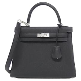 Hermès-Sac à main Hermes Kelly 25 cm-Noir