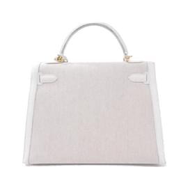 Hermès-Sac à main Hermes Kelly 32 cm-Blanc