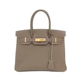 Hermès-Sac à main Hermes Birkin 30 cm en gris Etoupe-Taupe
