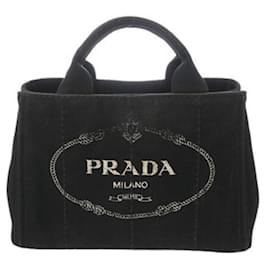 Prada-Prada Canapa Mini Tote Handbag-Black