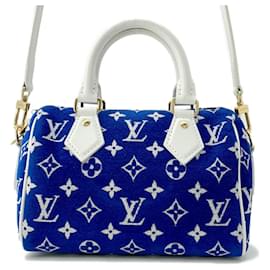 Louis Vuitton-Louis Vuitton Monogram LV Match Speedy Bandouliere 20 Handbag-White,Blue