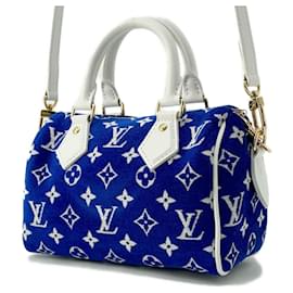 Louis Vuitton-Louis Vuitton Monogram LV Match Speedy Bandouliere 20 Handbag-White,Blue